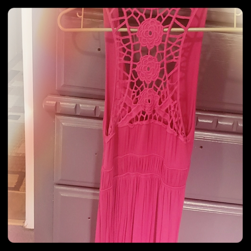 Open back pink dress